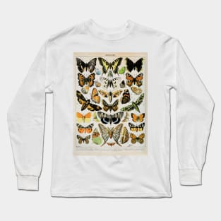 Papillon III Vintage French Butterfly & Moth Chart by Adolphe Millot Long Sleeve T-Shirt